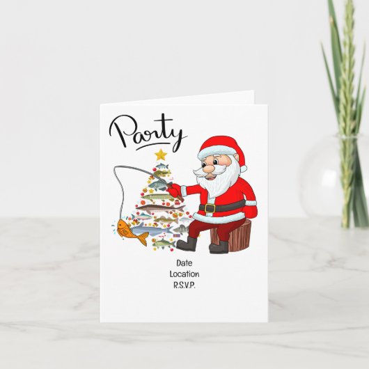 Santa Joins Fishing Fans zu Weihnachten Chef! Einladung (Vorderseite)