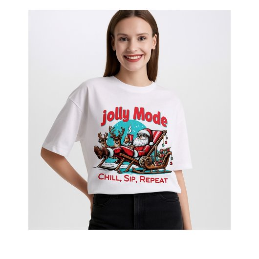 Santa “Jolly Mode: Chill, Sip, Repeat” Christmas  Tri-Blend Shirt