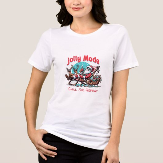 Santa Jolly Mode: Chill, Sip, Repeat” for Coworker Tri-Blend Shirt (Vorderseite)