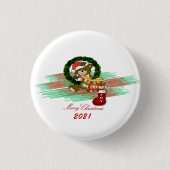 Santa Joy Sock Christmas Abzeichen Button (Vorderseite)