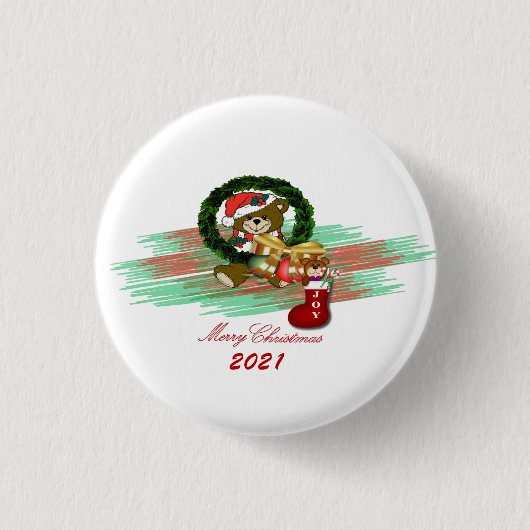 Santa Joy Sock Christmas Abzeichen Button (Vorderseite)