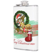 Santa Joy Sock Christmas Vinyl Wrapped Flask Flachmann (Links)