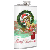 Santa Joy Sock Christmas Vinyl Wrapped Flask Flachmann (Rechts)