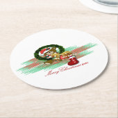 Santa Joy Sock Weihnachtszeitung Untersetzer (Angewinkelt)