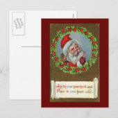 Santa Joy to You Christmas Feiertagspostkarte (Vorne/Hinten)