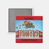 Santa Jumping Rentier auf einem Kühlschrank Magnet (Vorderseite/Rückseite)