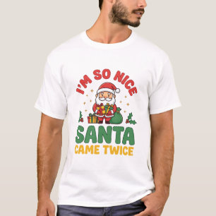 Santa kam zweimal lustiges Weihnachtsdesign T-Shirt