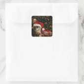 Santa Katze am Weihnachtsbaum Aufkleber (Tasche)