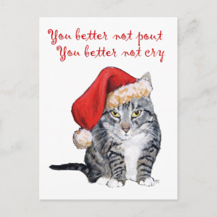 Santa Katze - Du solltest besser nicht schmollen! Feiertagspostkarte