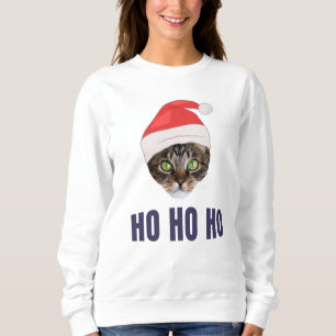 Santa-Katze mit Santa-Hut, Ho Ho Ho Einladung Quad Sweatshirt