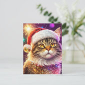 Santa Katze Postkarte (Stehend Vorderseite)