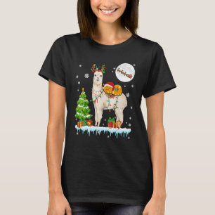 Santa Katze Reitendes Rentier Alpaka Weihnachtsbau T-Shirt