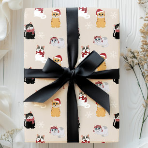 Santa Katzen Süße Haustier Katze Weihnachtsmuster Geschenkpapier