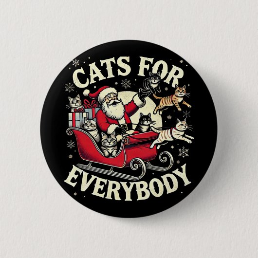 Santa Katzenliebhaber Weihnachtskatzen  Button (Vorderseite)