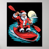Santa Kayaking Lover Funny Holiday Christmas Xmas Poster (Vorne)