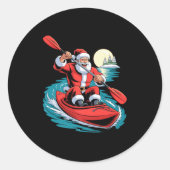 Santa Kayaking Lover Funny Holiday Christmas Xmas Runder Aufkleber (Vorderseite)