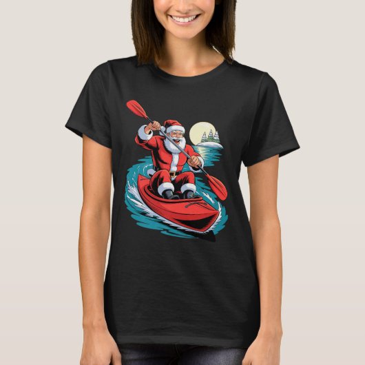 Santa Kayaking Lover Funny Holiday Christmas Xmas T-Shirt (Vorderseite)