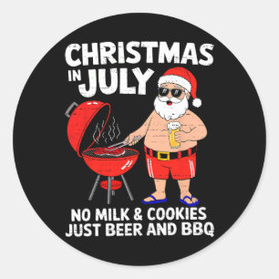 Santa Keine Milch Kekse Nur Bbq Lustiges Weihnacht Runder Aufkleber