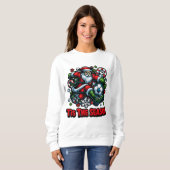 Santa Kicking Soccer Ball Weihnachtsfeiertag Sweatshirt (Vorne ganz)
