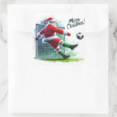 Santa Kicks ein Fußballball zum Spaß! Quadratischer Aufkleber (Tasche)