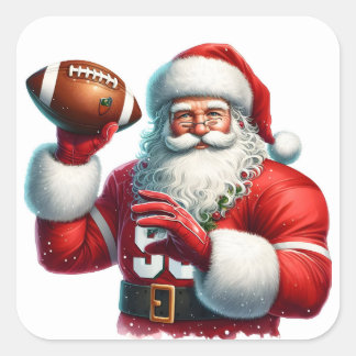 Santa Kicks zurück mit Fußball Quadratischer Aufkleber
