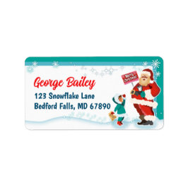 Santa + Kid Christmas Card Return Address Labels Adressaufkleber