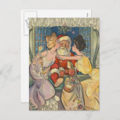 Santa Kissing Vintage Weihnachtskarte Feiertagspostkarte (Vorne/Hinten)