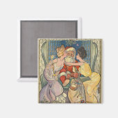 Santa Kissing Vintage Weihnachtskarte Magnet (Vorderseite/Rückseite)