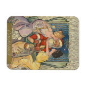 Santa Kissing Vintage Weihnachtskarte Magnet (Horizontal)