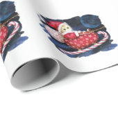 Santa Kitten in Sleigh Wrapping Paper - Adorable Geschenkpapier (Rolleneckpunkt)