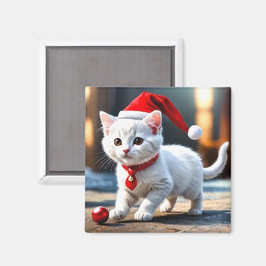 Santa Kitten Magnet (Vorderseite/Rückseite)