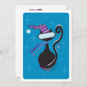 Santa Kitty Blue Einladung (Vorne/Hinten)