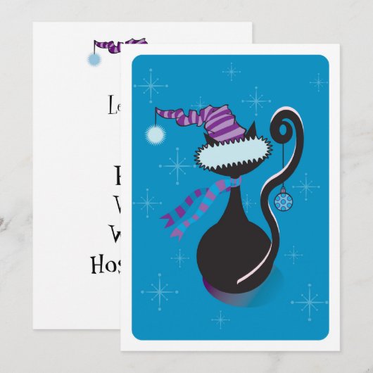 Santa Kitty Blue Einladung (Vorne/Hinten)