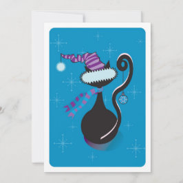 Santa Kitty Blue Einladung