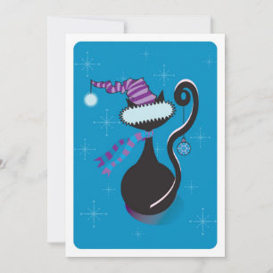 Santa Kitty Blue Einladung