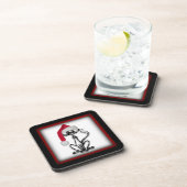 Santa Kitty Cat Frame Square Untersetzer (Rechte Seite)