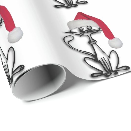 Santa Kitty Cat Geschenkpapier (Rolleneckpunkt)