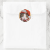 Santa Kitty | Christmas Pookie der Katze Runder Aufkleber (Tasche)