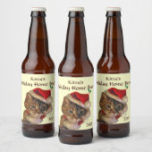 Santa Kitty Christmas Zuhause Brew Bierflaschenetikett (Flaschen)