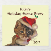 Santa Kitty Christmas Zuhause Brew Bierflaschenetikett (Einzelnes Label)