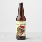 Santa Kitty Christmas Zuhause Brew Bierflaschenetikett (Vorderseite)
