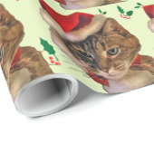 Santa Kitty mit Holly Geschenkpapier (Rolleneckpunkt)