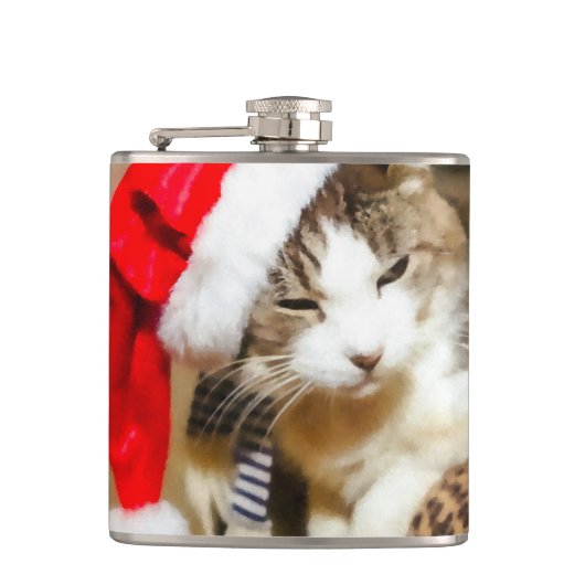 Santa Kitty Painterly Flachmann (Vorderseite)