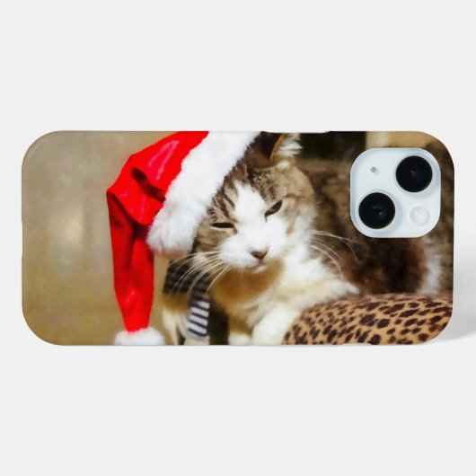 Santa Kitty Painterly iPhone Case (Rückseite (Horizontal))