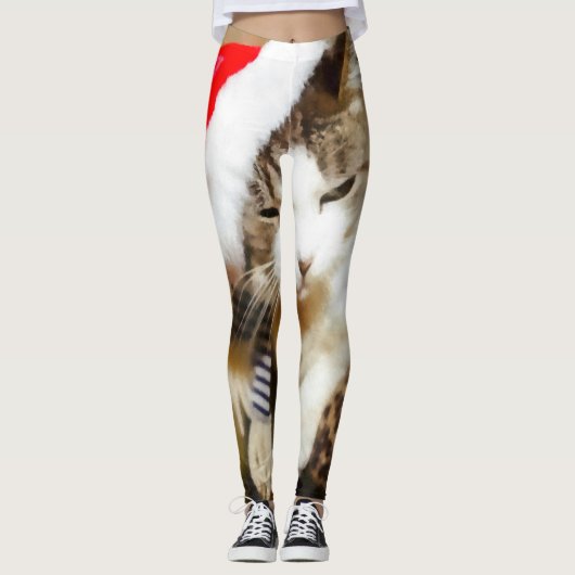 Santa Kitty Painterly Leggings (Vorderseite)