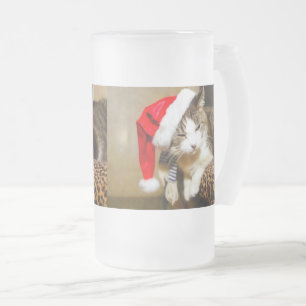 Santa Kitty Painterly Mattiert Glass Beer Tasse