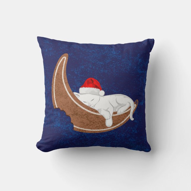 Santa Kitty und der Lebkuchenmond Kissen (Vorderseite)