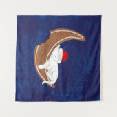 Santa Kitty und der Lebkuchenmond Wandteppich (Vorderseite (Horizontal))