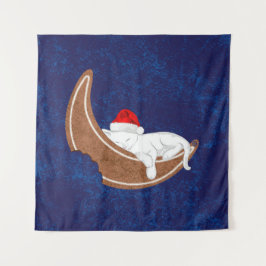 Santa Kitty und der Lebkuchenmond Wandteppich