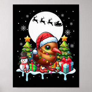 Santa Kiwi Bird Snowman Xmas Lichter farbenfrohe K Poster